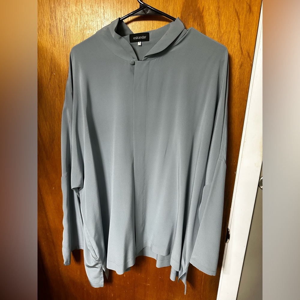 Eskandar Gray Blue Blouse Size 2